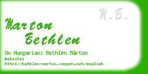 marton bethlen business card
